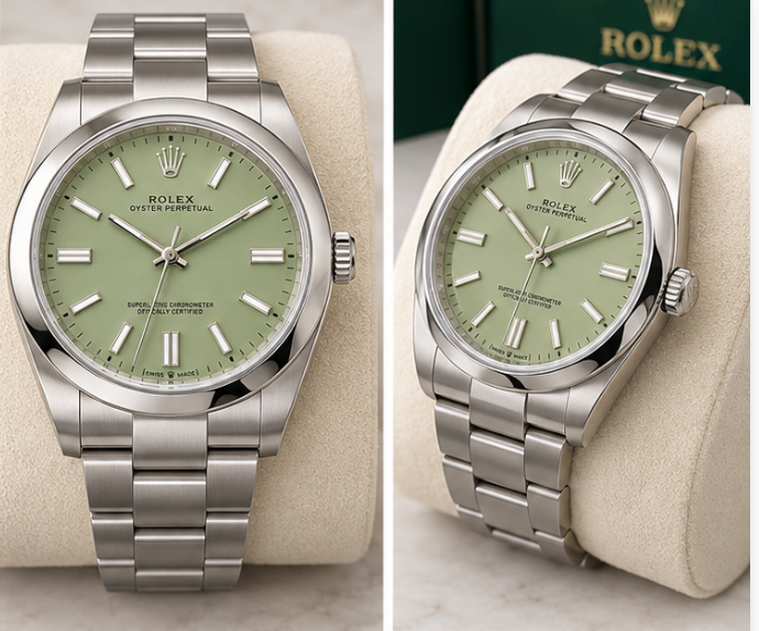 Rolex Oyster Perpetual 41 2026 with Pistachio dial.